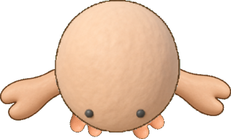 A derpy ChumpLife character — a round peach blob with stubby arms