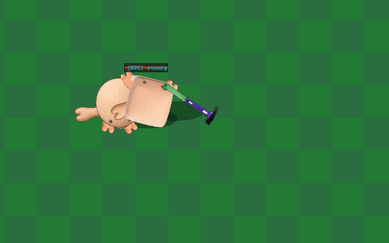 A monster swinging an oversized hammer at the player chump